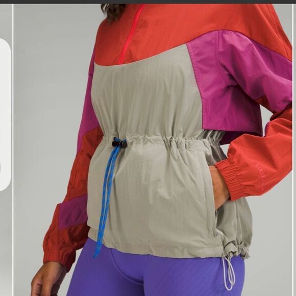 Lululemon Evergreen Anorak pink punch lychee raw linen 2 rain 1/4 zip jacket - Picture 4 of 10